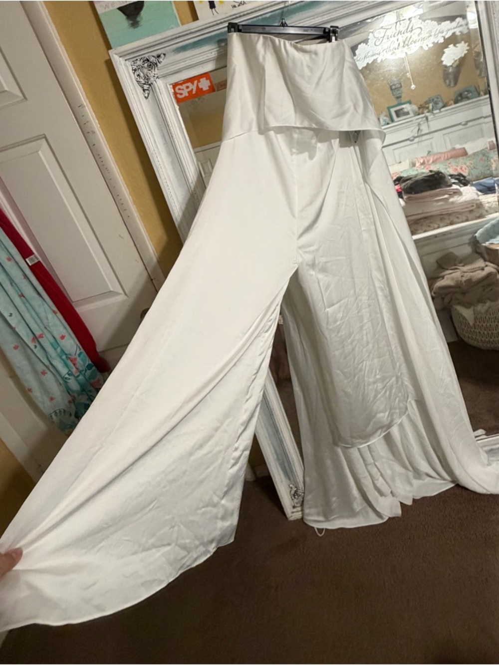 ASOS White Strapless Wide-Leg Jumpsuit